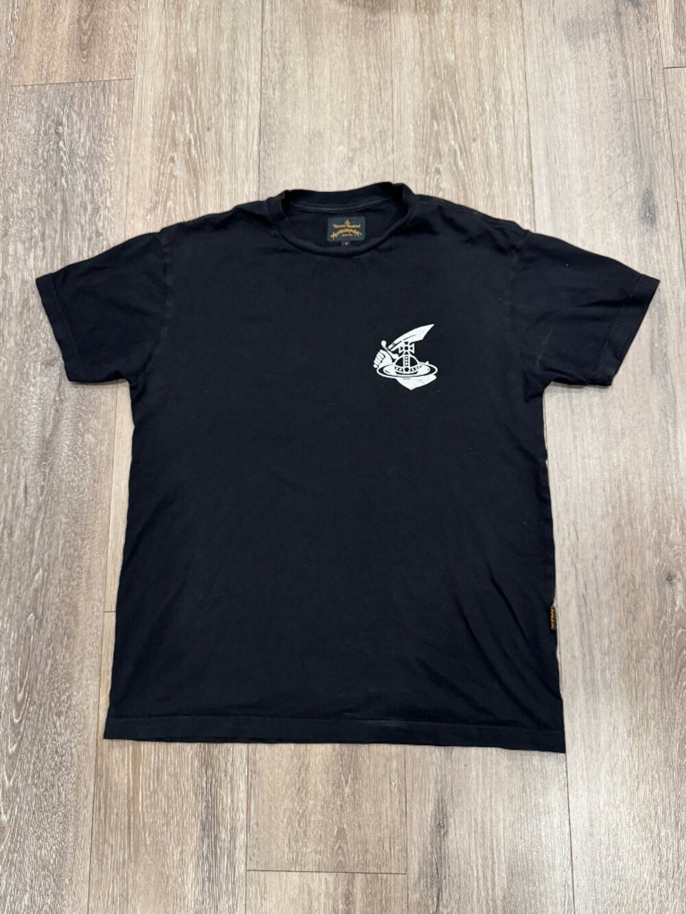 Vivienne Westwood Anglomania Black Boxy T-Shirt – Small White Arm & Cutlass Orb